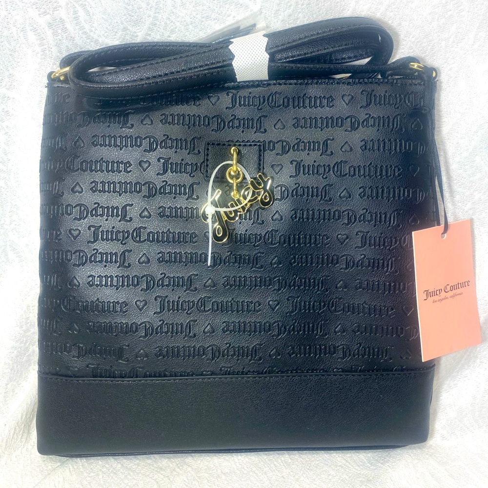 Juicy couture Womans messanger crossbody cross body bag BNWT black emboss purse